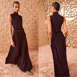 NWT Ulla Johnson Gemma Wool Turtle Mock Neck Sleeveless Maxi Dress Mahogany